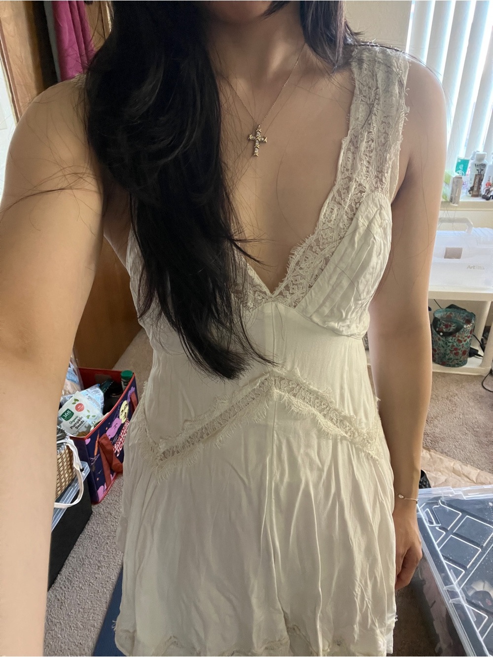 UO Lightweight Lace White Sleeveless Summer Dress